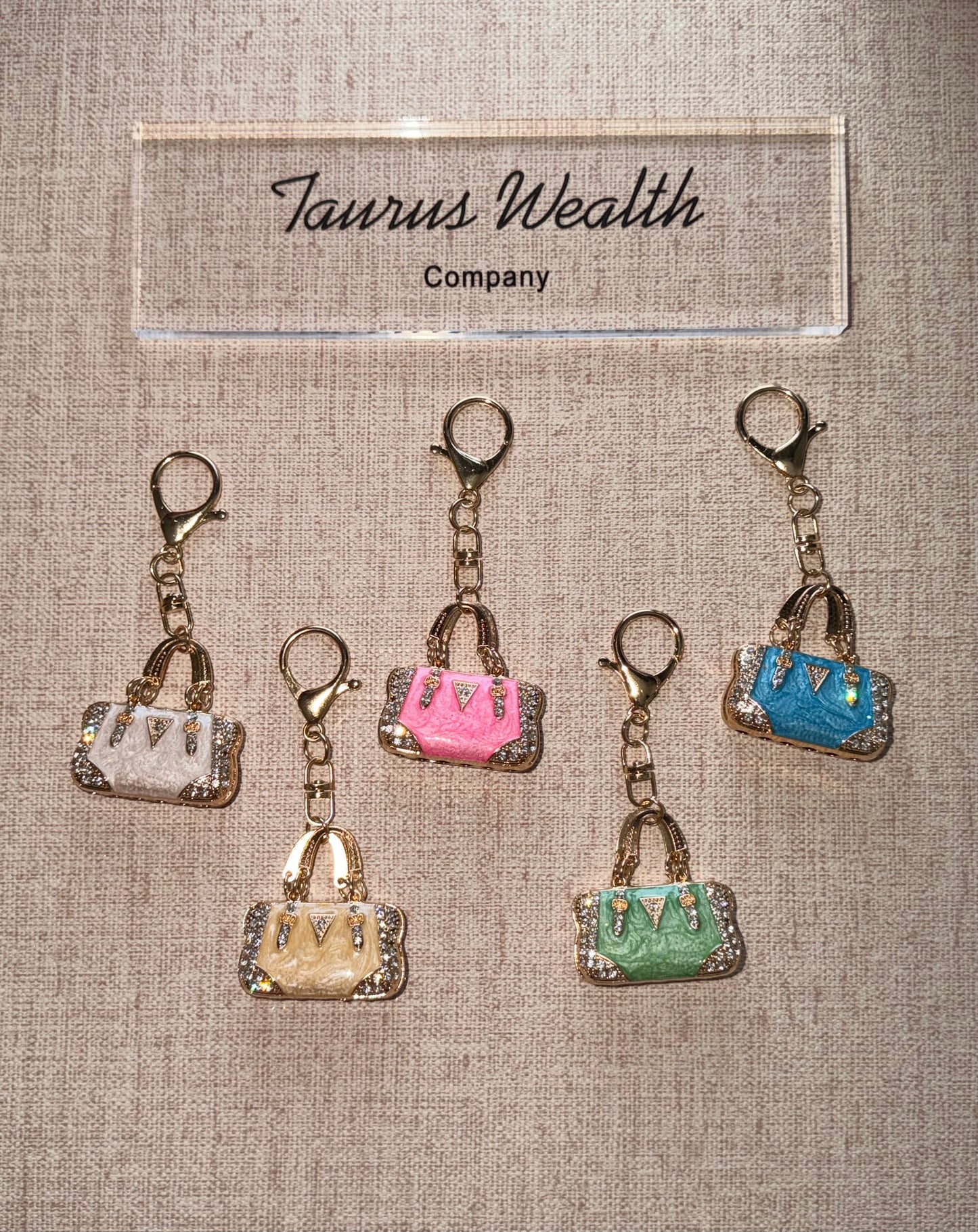 Mini rhinestone keychain bag